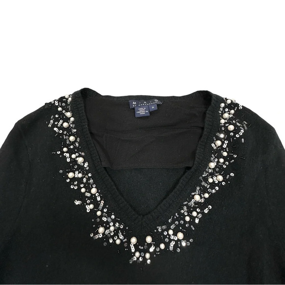 MAG By Magaschoni Beaded Cashmere Sweater in Black Size Small - Picture 5 of 9